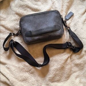 Coach Black Pebbled Leather Belt Bag for Men